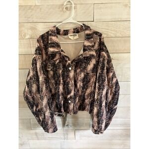 Savanna Jane Leopard Animal Print Soft Ribbed Corduroy Button Up Jacket Size 1X